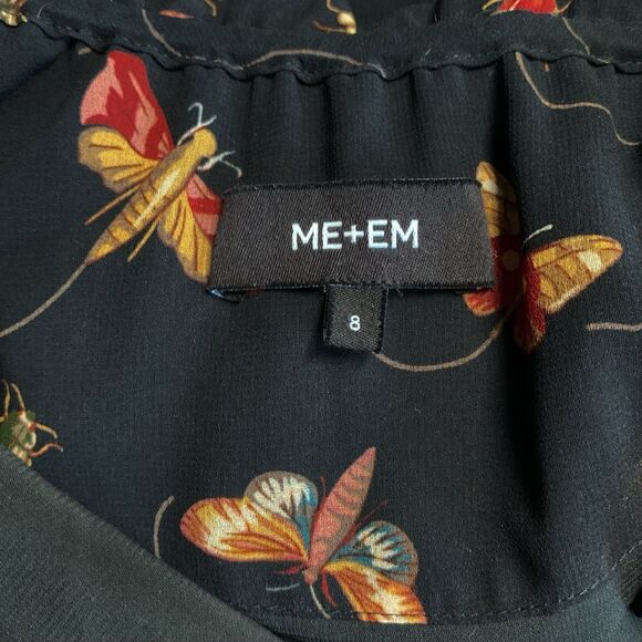 ME+EM Insect Print Sheer Sleeve Maxi Dress 8 Long Sleeve - Picture 8 of 10